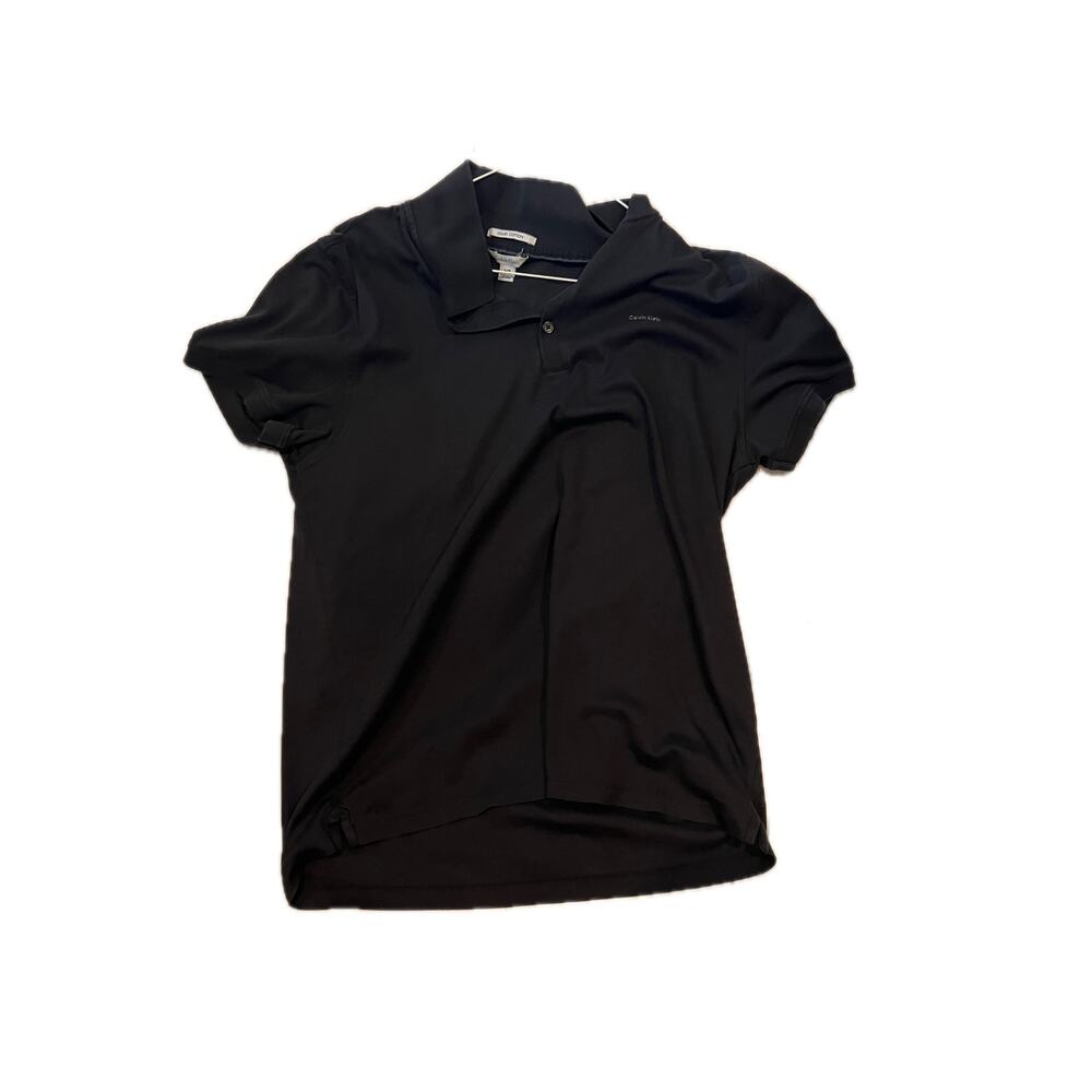 Calvin Klein Black Liquid Cotton Polo Shirt Mens L